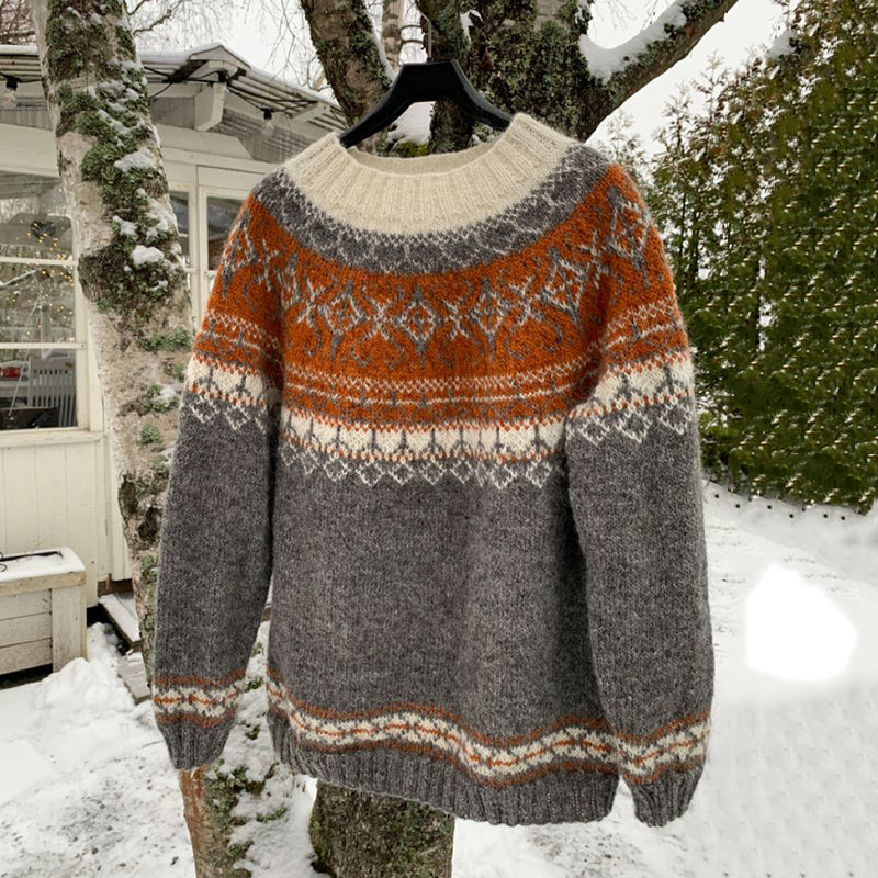 Vintage Icelandic Knit Jacquard Warmth Crew Neck Sweater(Unisex) elevenforest
