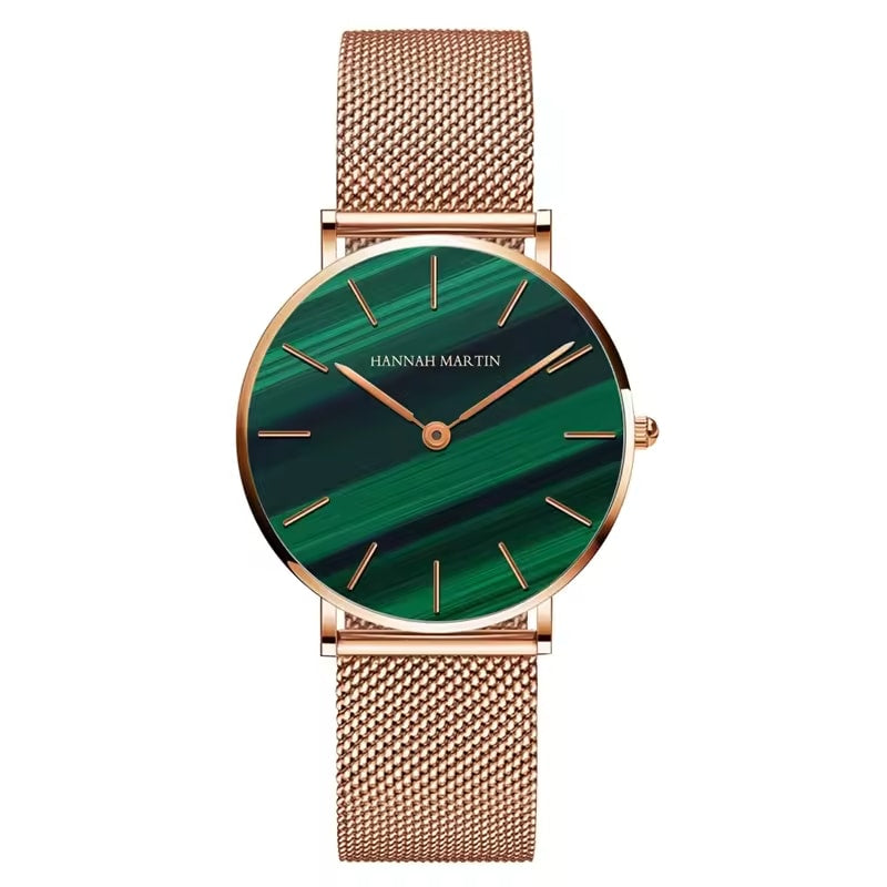Luxurious Rose Gold Quartz Timepiece Alongside Bracelet