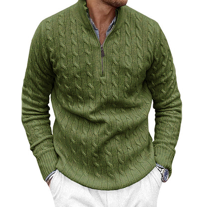 Men's Solid Color Knitted Zipper Sweater elevenforest