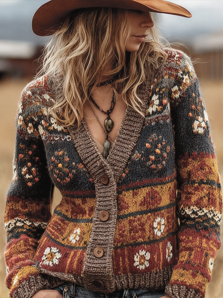 Cotton Cardigan with Boho Button Down Design