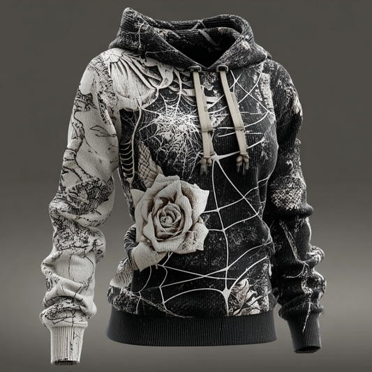 Comstylish Ladies' Halloween Line Art Dark Style Knit Sweater