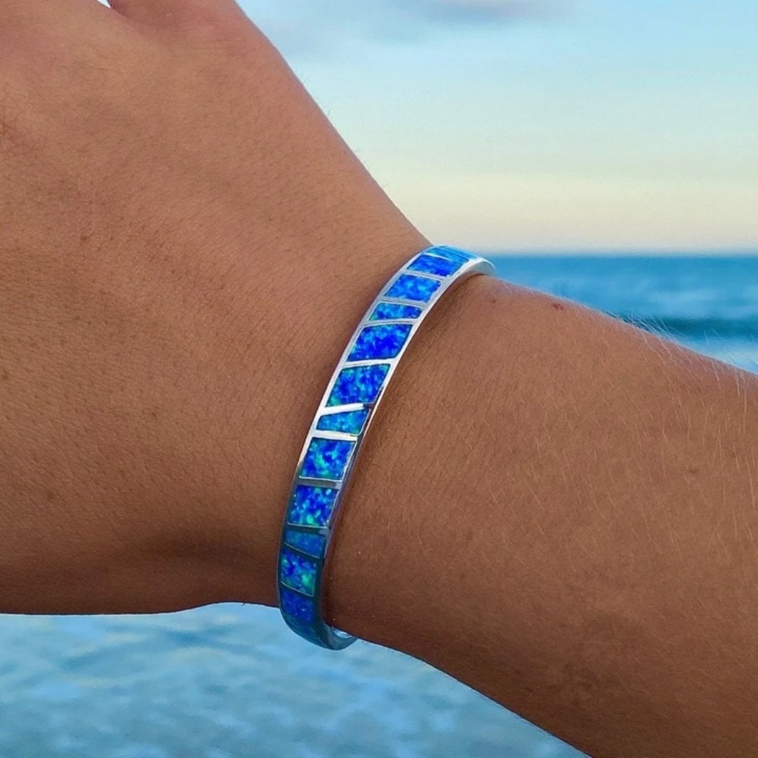 Blue Silver Opal Bracelet