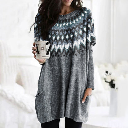 Retro Geometric Wave Pattern Collar Sweater elevenforest