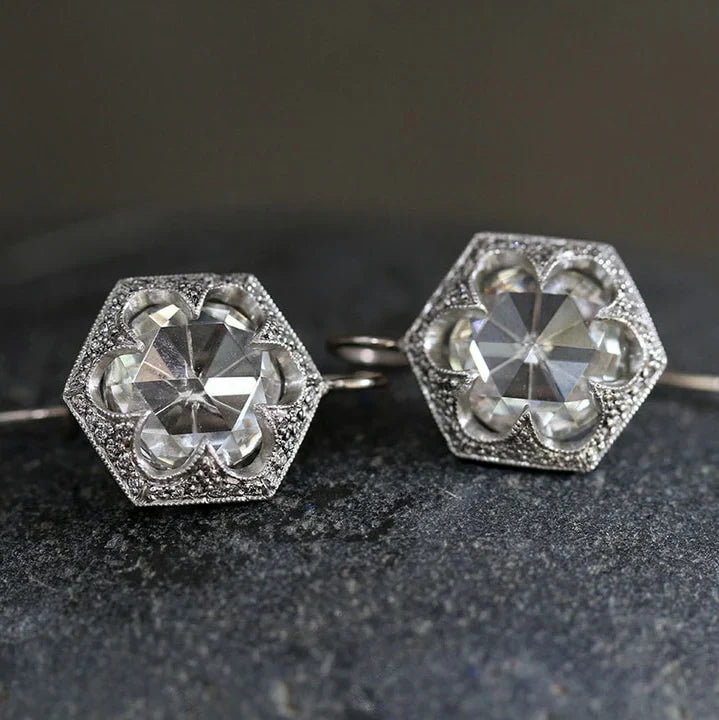 White Rounded Glass Earrings