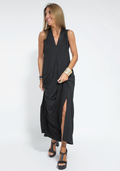 Black Dress + Black Vest