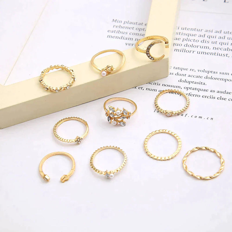 Silver & Gold Ring Stack — Set of 10