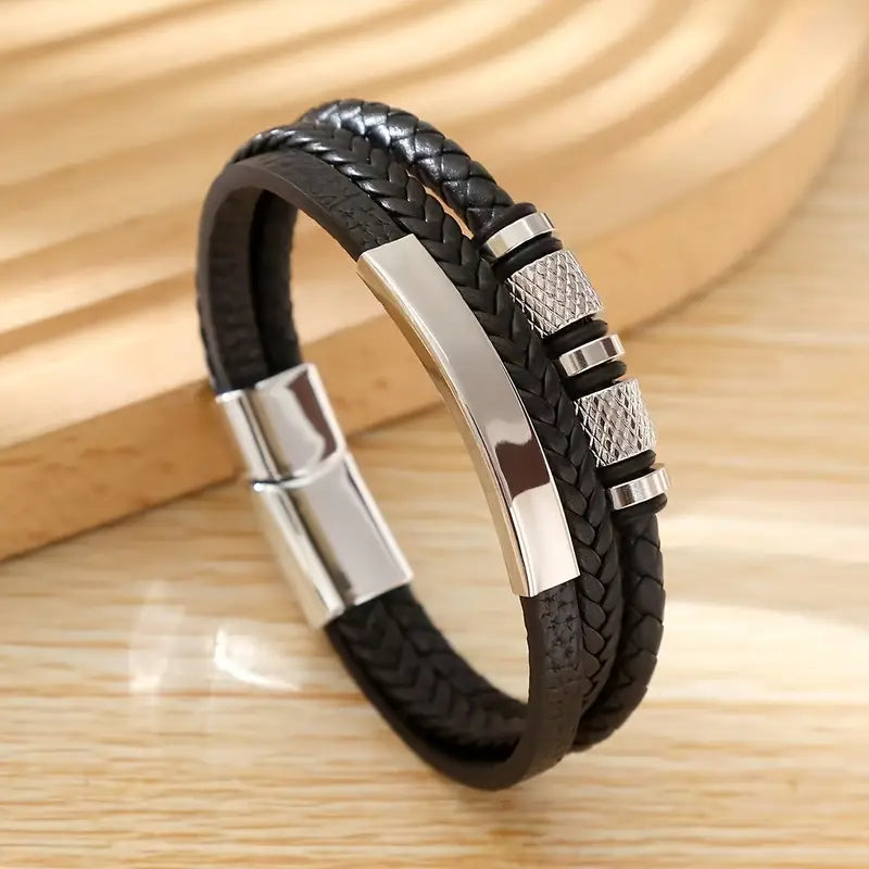 Layered Faux Leather Bracelet Luxurious
