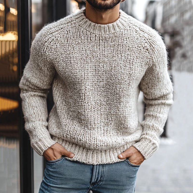 Men'S Vintage Solid Color Jacquard Cozy Sweater elevenforest
