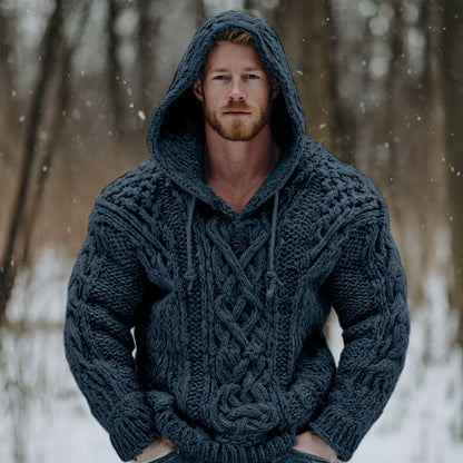 Vintage Fairman Island Jacquard Thick Warm Hooded Sweater artswardrobe