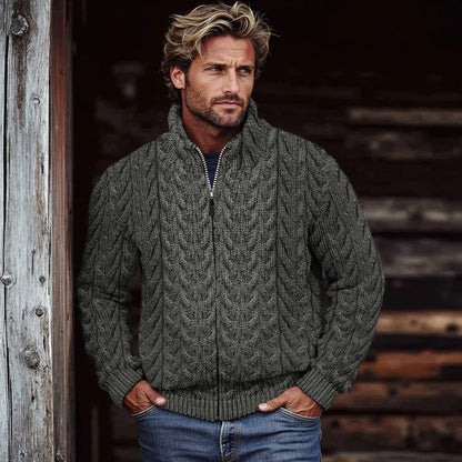 Men's Super Soft Honeycomb Zipper Aran Sweater elevenforest