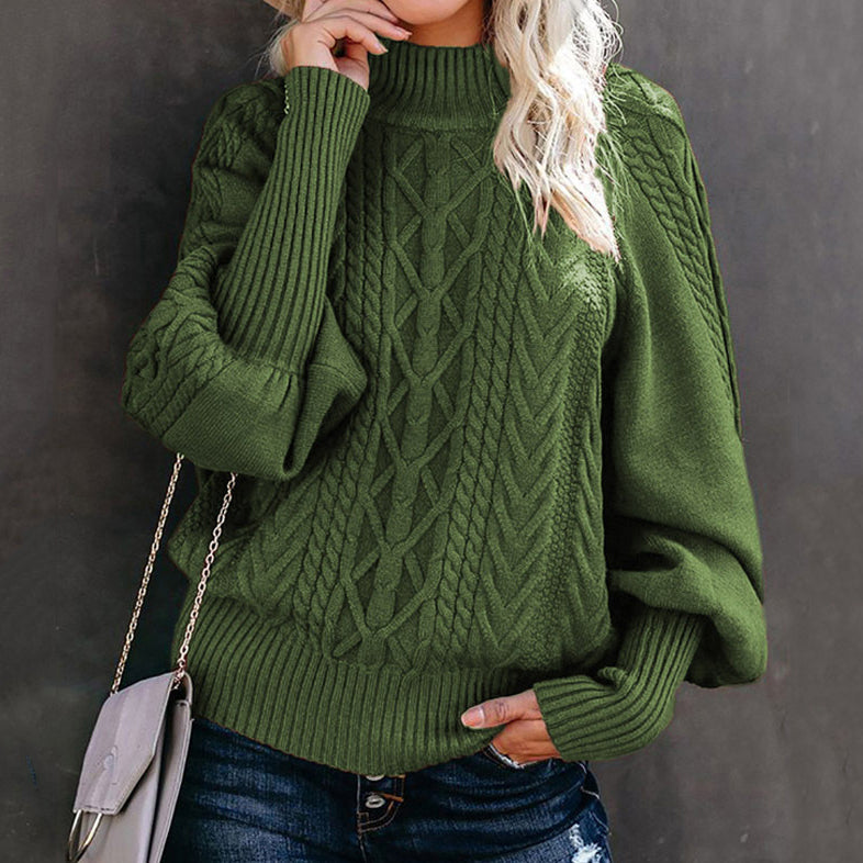 Retro Twist Loose Long Sleeve Knitted Solid Color Sweater elevenforest