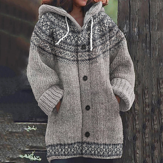 Vintage Knit Jacquard Warmth Print Women's Sweater elevenforest