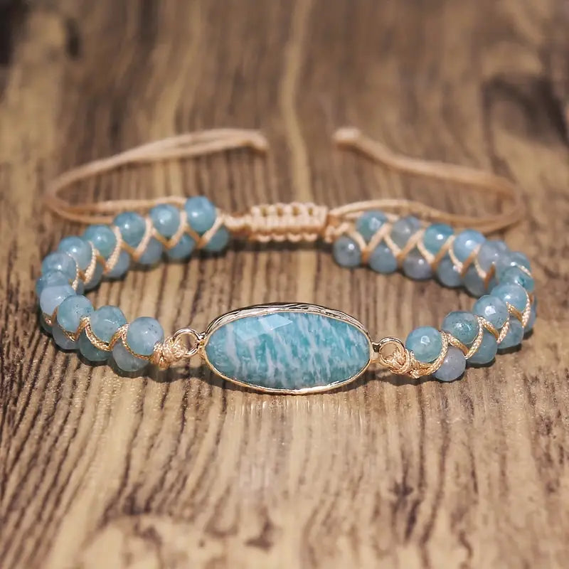 Natural Stone Charm Beaded Bracelet