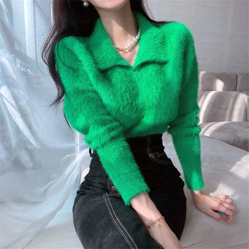Camila® | Collared sweater Elegant knitwear with lace details